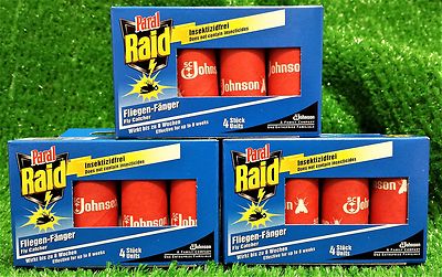 (0,68 /Stück) 3x PARAL RAID FLIEGEN- FÄNGER 4-er Packung classic ,Fliegenfänger
