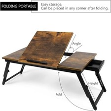 Bamboo Laptop Desk Bed Tray Table Adjustable Table for Computer Tilting