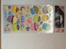 Sticko PARTY GOODIES Cupcakes Hearts Scrapbook craft Stickers EK Success RARE