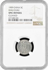 Kiautschou 5 Cent 1909, NGC UNC Det., "Deutsche Kolonie (1909 - 1909)"