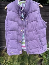 Joules Higham Gilet Ladies 14L Aubergine Purple Quilted Padded Striped Lining