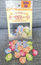 Heisei Kamio Japan Flake Sticker 90pcs Retro Used Collectible