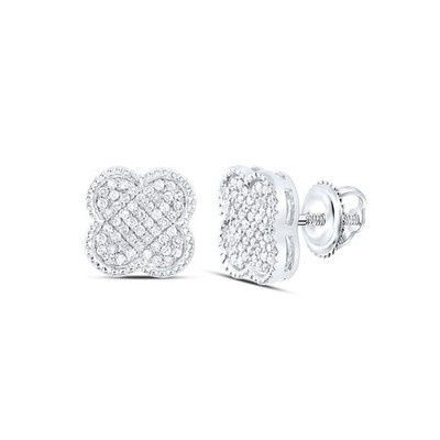 Ohrstecker 0,21 kt natürlicher Diamant Kleeblatt 10 kt Weißgold