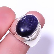 Blue Sunstone 925 Sterling Silver Solitaire Ring s.7 R7546-39