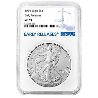 #ad 2026 $1 American Silver Eagle NGC MS69 ER Blue Label $101.96