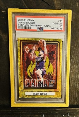 ⭐️2023 Phoenix Devin Booker #15 Pyro-Gold International 4/10 PSA10 POP 4 Suns⭐️