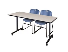 Regency Kobe 48 x 24 in. Mobile TBase Training Table 2 Zeng Stack Chairs