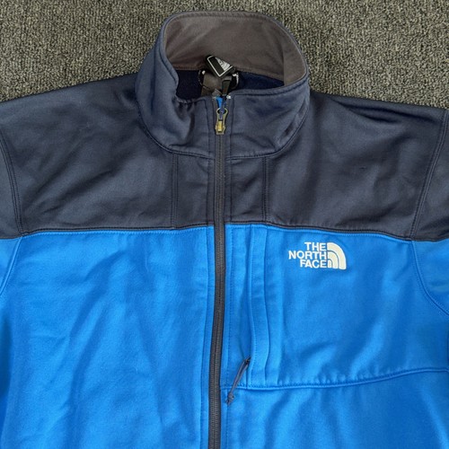 North Face Men’s Full Zip Fleece Sweater Size Large 2 Tone Blue Warm Mock Collar - Picture 2 of 7