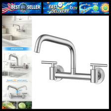 8 Inch Center Wall Mount Kitchen Sink Faucet with 8" Swing Spout, Commercial Sin