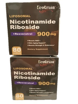 2x Liposomal Nicotinamide Riboside + Resveratrol 900 mg. 80 Capsules Boosts NAD+