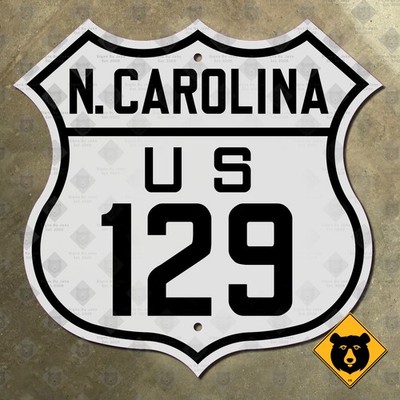 North Carolina US Route 129 highway road sign 1926 Tail of the Dragon 16x16