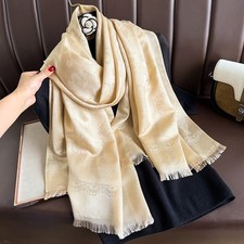 Champagne Jacquard Scarf Shawl Women's Long Wide Wrap Hijab Stole