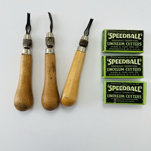 Vintage Speedball Linoleum Cutter Handles And 3 New Boxes Of Cutters