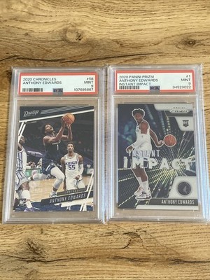 Anthony Edwards 2020-21 NBA Panini Prizm Instant Impact & Chroncles PSA9 RC