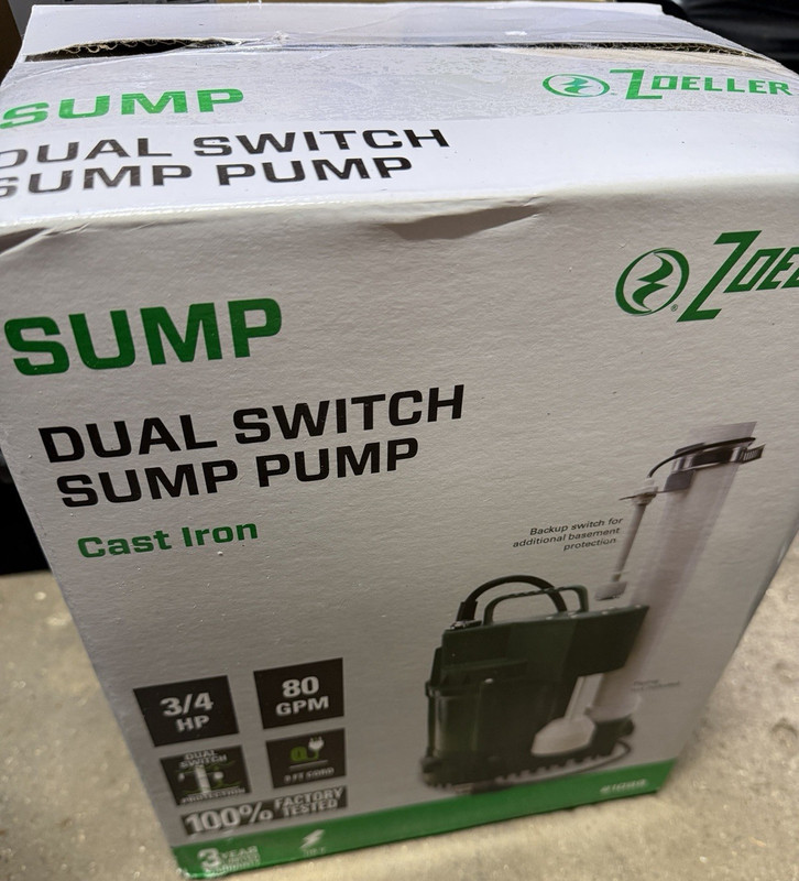Zoeller Dual Switch Submersible Sump Pump 3/4 HP Cast Iron 115V 80 GPM