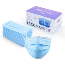 50 Pcs Disposable 3 Ply Safety Face Mask for Protection - with Nanofiber Lini...