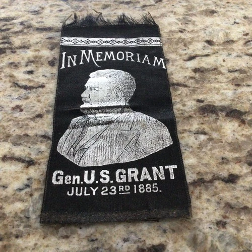 Rare Gen U.S. Grant “In Memoriam” Ribbon July 23, 1865 President +Civil War Hero