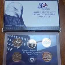 1999-S 50 State Quarters Proof Set AVEC BOITE & COA US Mint -DE, PA, NJ, GA, CT