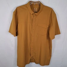 Arc'teryx Skyline Shirt Button Up Short Sleeve Shirt Mens Size XL Mustard Flaws