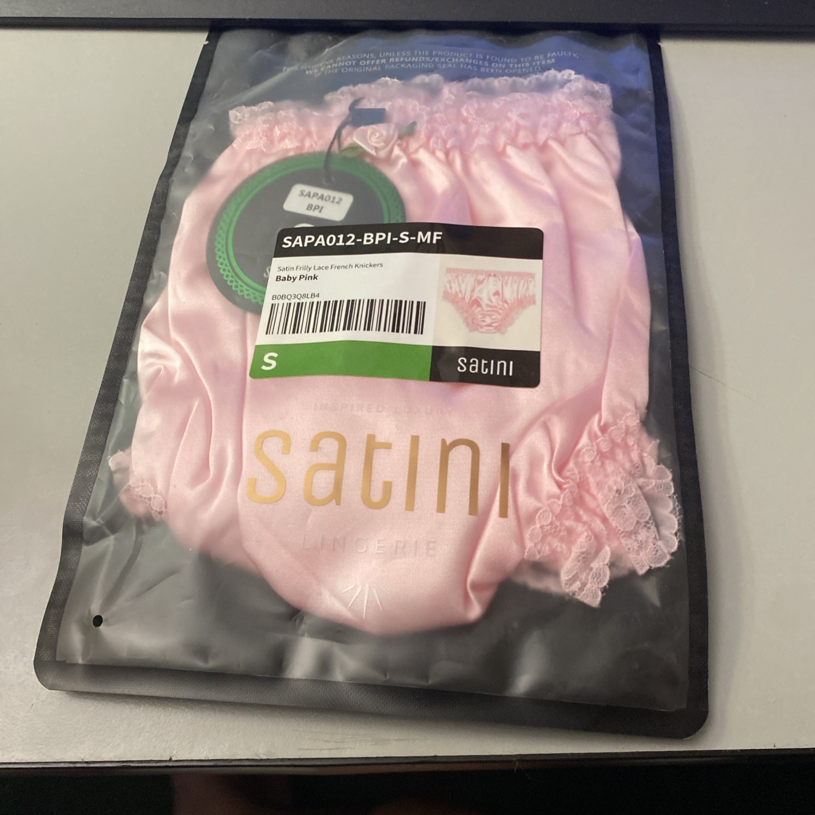 WOMENS BLACK BUTTERFLY SATIN KNICKER PANTY CHOICE OF BLUE ,PINK , WHITE SMALL