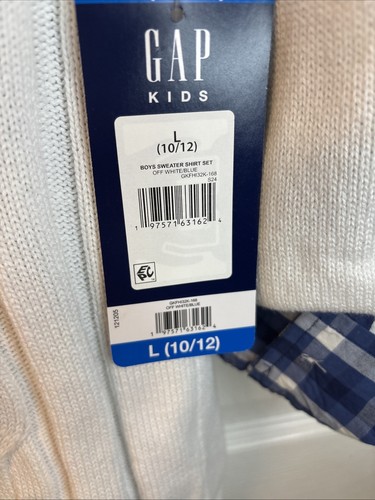 Gap Boys Cable Knit Sweater & Button Up Shirt Set NWT Large 12/14 - Picture 3 of 5