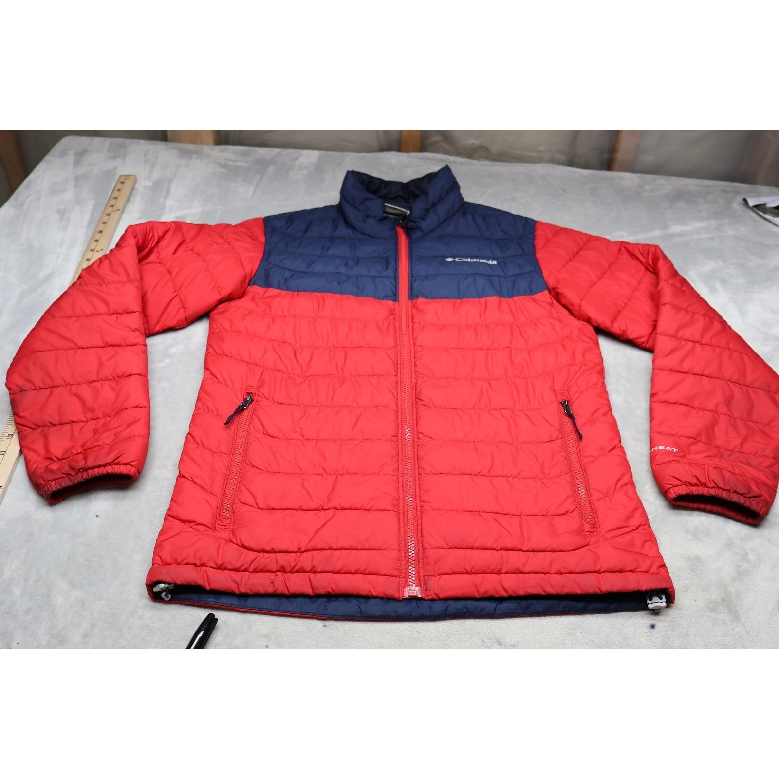 Columbia Jacket Mens Small Red Powder Lite Omni-Heat Thermal Puffer Lightweight