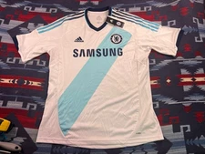 Chelsea Adidas Jersey Mens L White Blue Soccer Football Away 2012 2013 Shirt Kit