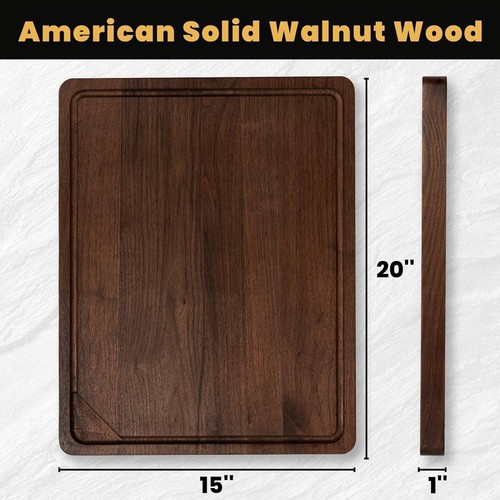 20x15 Walnuss Schneidebrett mit Saftrille - perfekt zum Kochen & Servieren - Bild 4 von 9