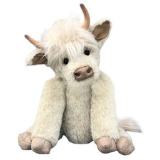 Highland Cow Plush Doll   Fluffy Cow with Mooing Sound Animal Toy Collection