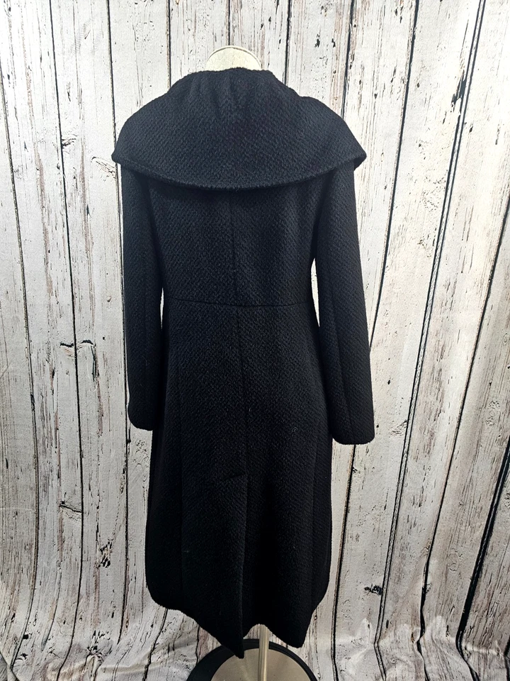 Searle 6 Wool Alpaca Winter Trench Overcoat Long Coat Black Designer warm EUC - Image 3 of 4