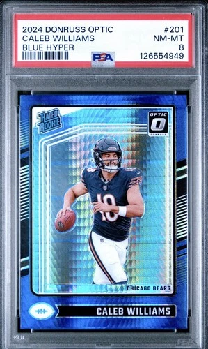 2024 Panini Donruss Optic - Caleb Williams #201 Blue Hyper Prizm PSA 8