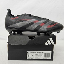 Adidas Predator League FG/MG Soccer Cleats ID1328 Black Grey Red Men's Sz 8