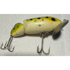 Fred Arbogast Jitterbug Jointed Fishing Lure Yellow Frog Pattern Vintage NB043