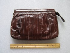 BEAUTIFUL ORIGINAL VINTAGE 1970 s BURGUNDY GENUINE EEL SKIN PURSE / BAG 12 x 8