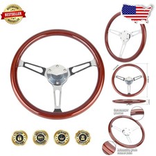 Classic 15 Wood Grain Steering Wheel Vintage Grant Mahogany Stainless Steel Classic 15 Wood Grain Steering Wheel Vintage Grant Mahogany Stainless Steel
