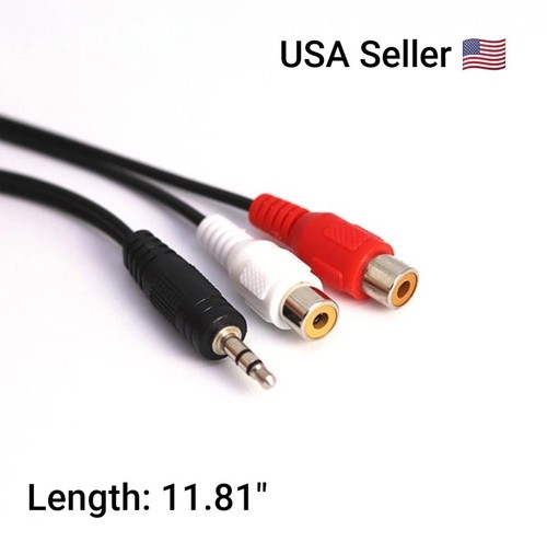 3.5mm AUX Stereo to 2 RCA Female Audio Y Cable Adapter Cord MP3 iPod Music AV - Picture 3 of 14