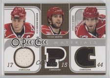 2008 O-Pee-Chee Triple Materials Rod Brind'Amour Tuomo Ruutu Patrick Eaves 2o7