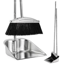 VOOWO Broom with Dustpan Combo Set, 46" Stainless Steel Broom and Dustpan Set...