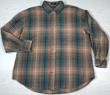 Vintage Orvis Flannel Shirt Men XL Plaid Double Needle Tailored Cotton Outdoors