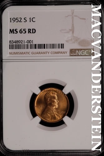 1952-S Lincoln Wheat Cent- NGC-MS65 RD Gem Brilliant Uncirculated Luster #SLM326