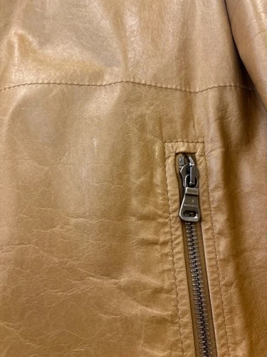 HUGO BOSS Single Leather Riders Jacket Men's Size 48 Brown image 7