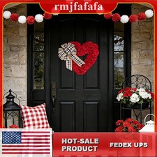 Heart Shaped Wreath for Valentine's Day, Red Heart Shaped Wreath with Bow
