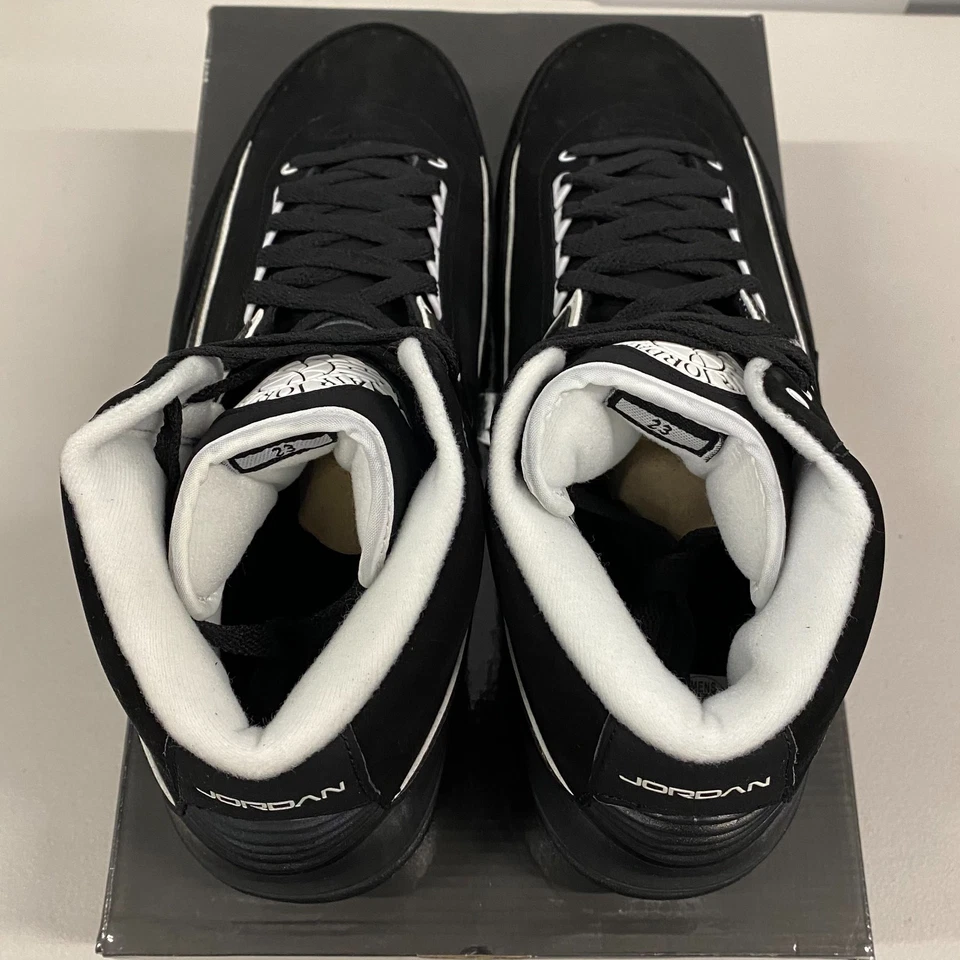 Talla 12.5 - Zapatillas Air Jordan 2 Retro QF Negro Blanco Hombres 395709-001 ¡Envío Rápido! Foto 3 de 4