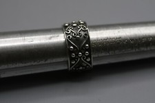 Vintage Sterling Silver 925 Scroll Wave Design 10mm Wide Band Ring Size 7