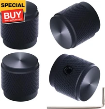 4pcs Black Guitar Knobs Aluminum Alloy Potentiometer Control Knob Volume Audio E