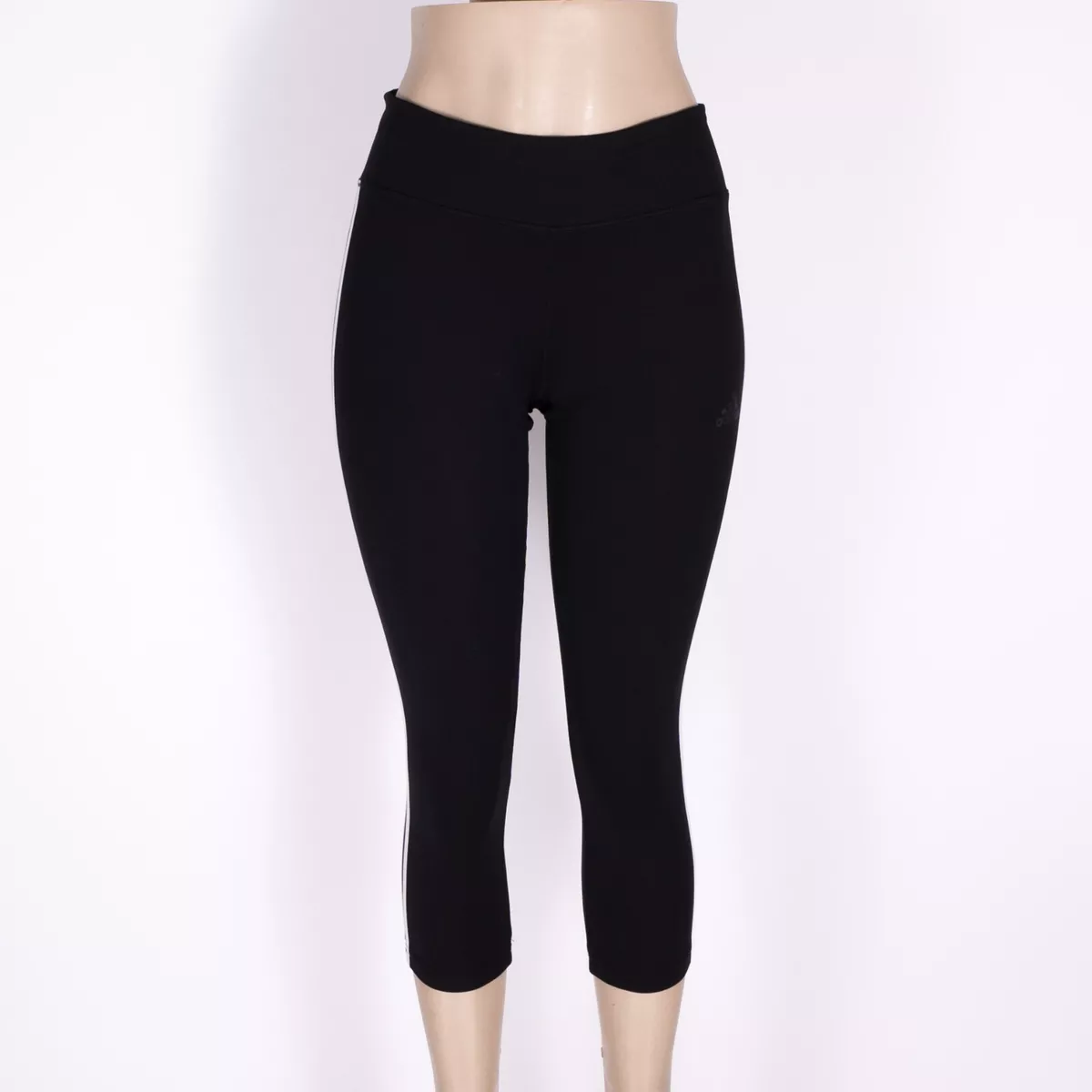 Adidas Climalite Women's Leggings Size Small Black Low Rise 3 Logo