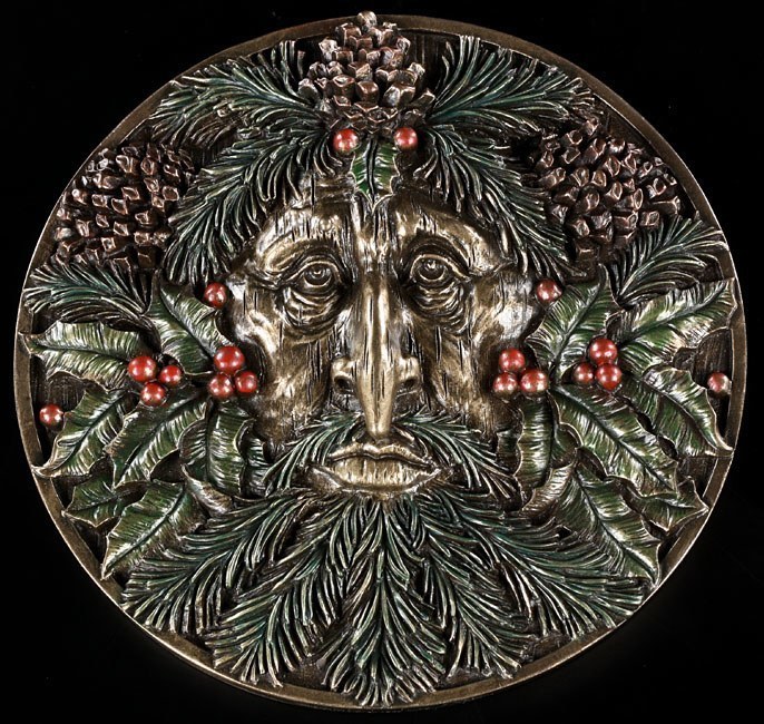 Greenman Wall Relief - Winter - Veronese Wall Decoration Tree Spirit Bronze