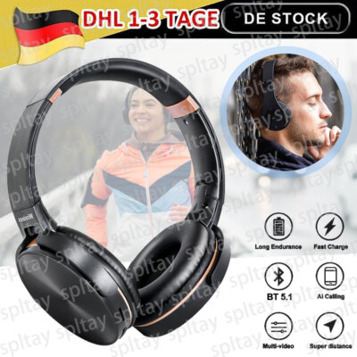 Premium HiFi Kopfhörer Stereo Faltbares Kopfhörer Bluetooth On Over Ear Wireless