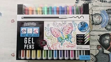 Brand New ArtSkills 50x Pens Set Gel Pens For Writing/Drawing/Coloring