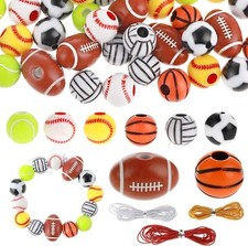 70pcs Sports Beads, 12mm Basketball Baseball Volleyball Small, multicolored
